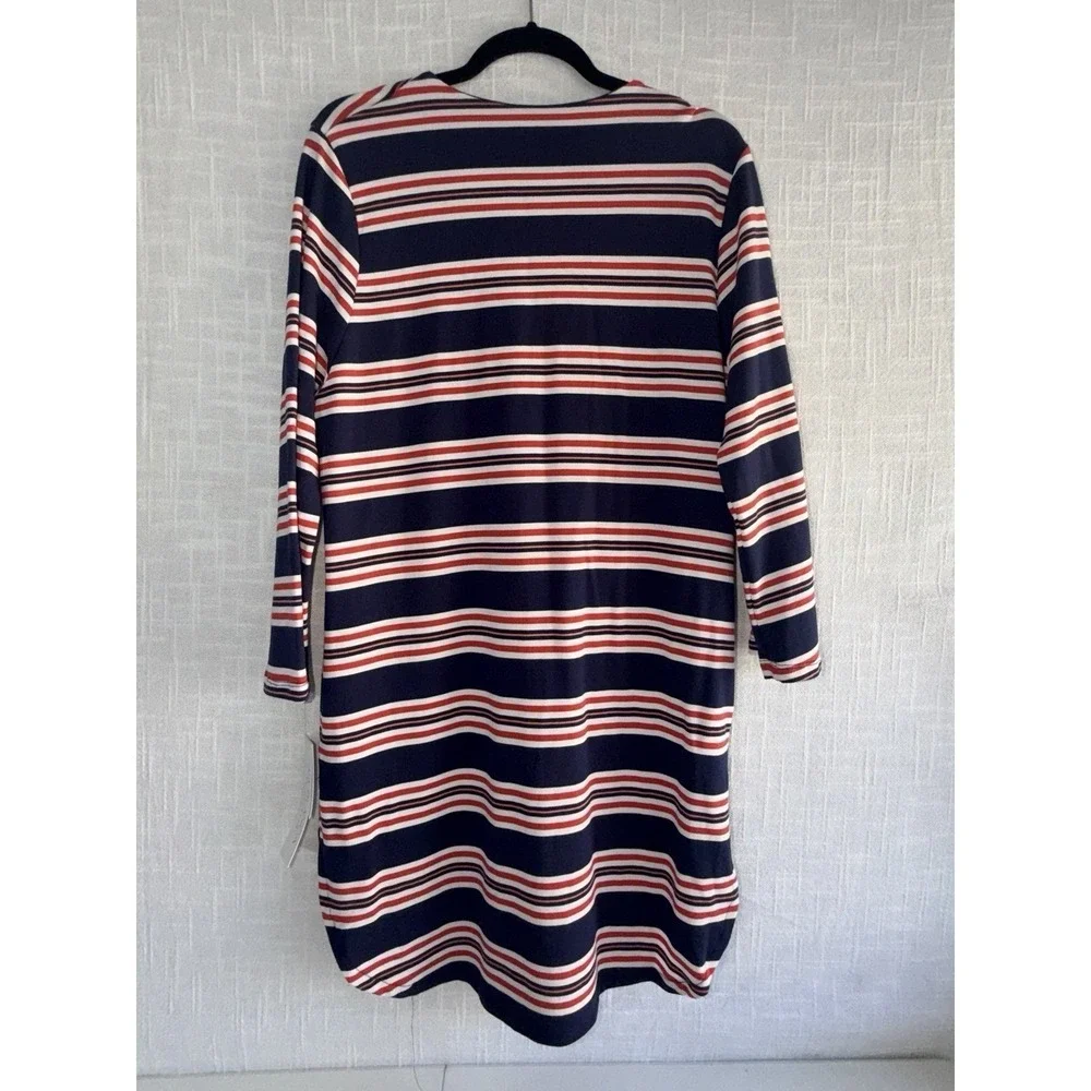 NWT La Blanca Sailor Stripe Lace-Up Cover-Up Knit Tunic/Dress L55213 Size M